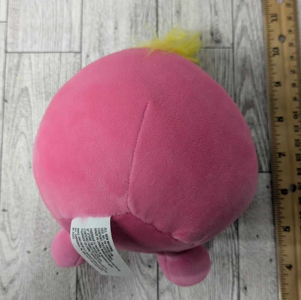 Cuddly Pink Sloth Plush with Yellow Hair - Picture 3 of 4